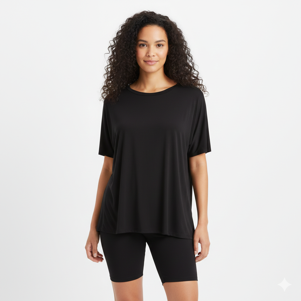 Black Adult Lounge Tee & Biker Style Short Set