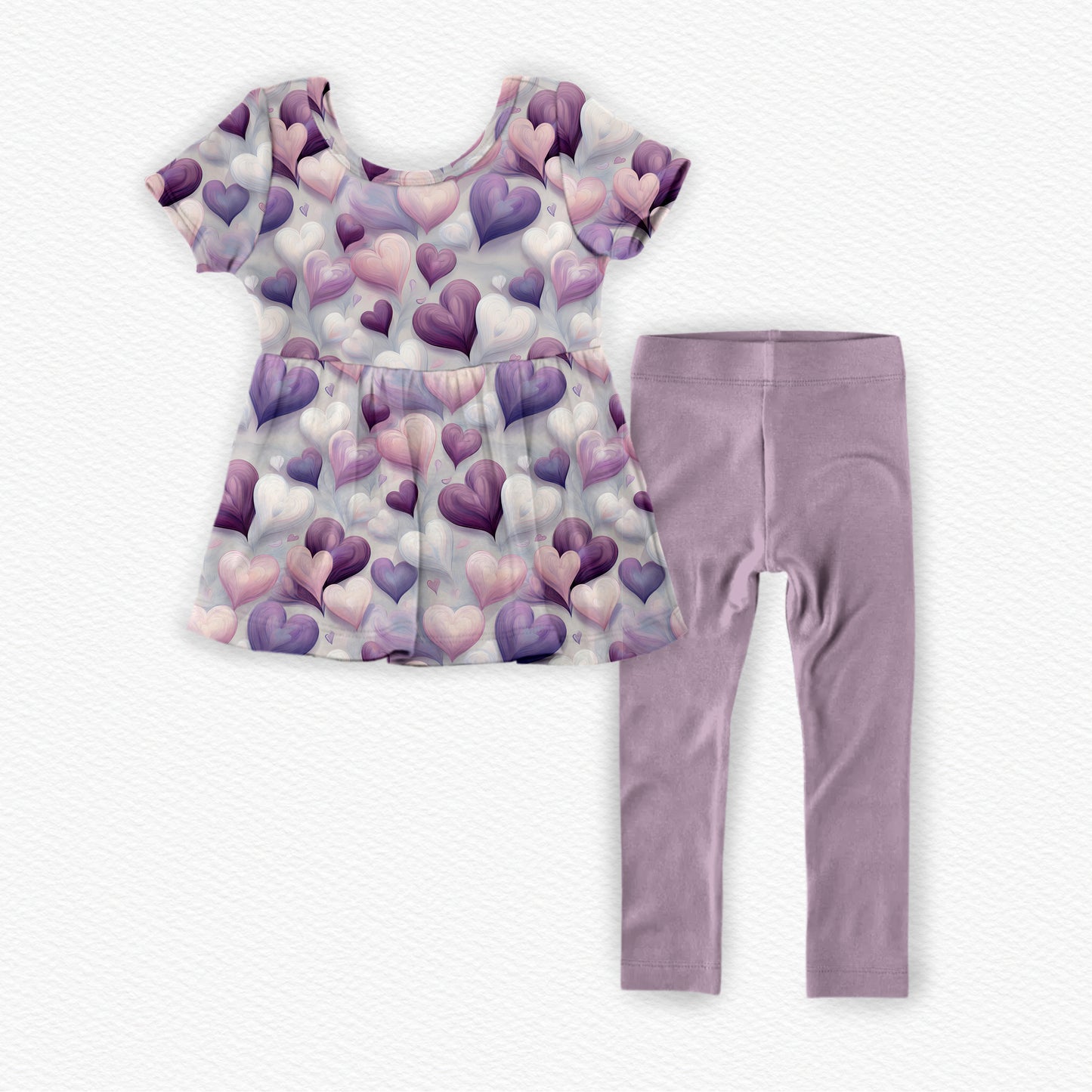 Lavender Hearts Peplum Set