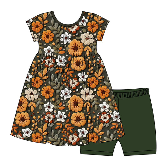 Fall Olive Twirl/ Short Set