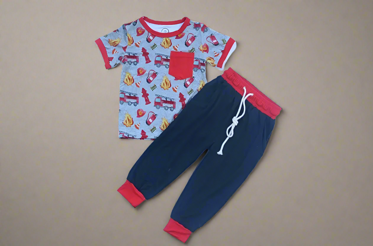 Fire Trucks Tee and Jogger Pant Set