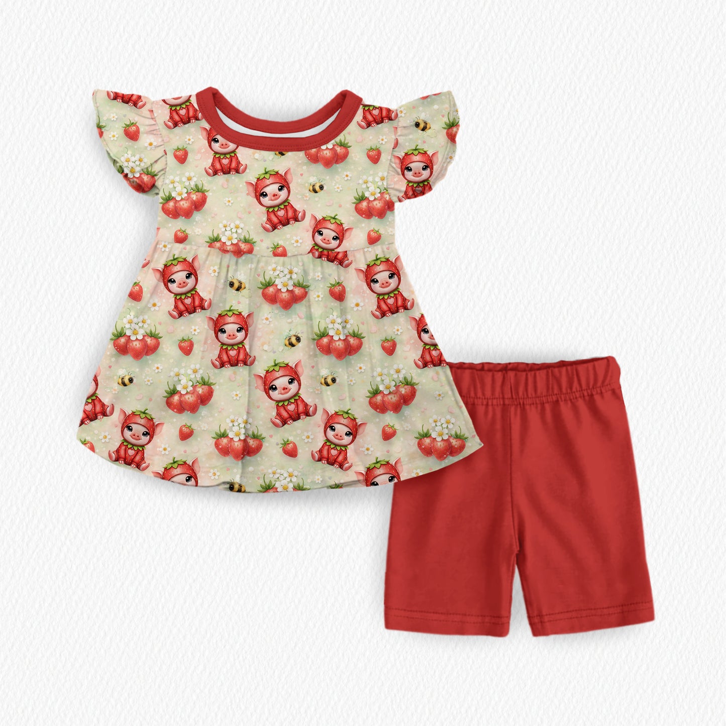 Berry Oink Peplum/short Set