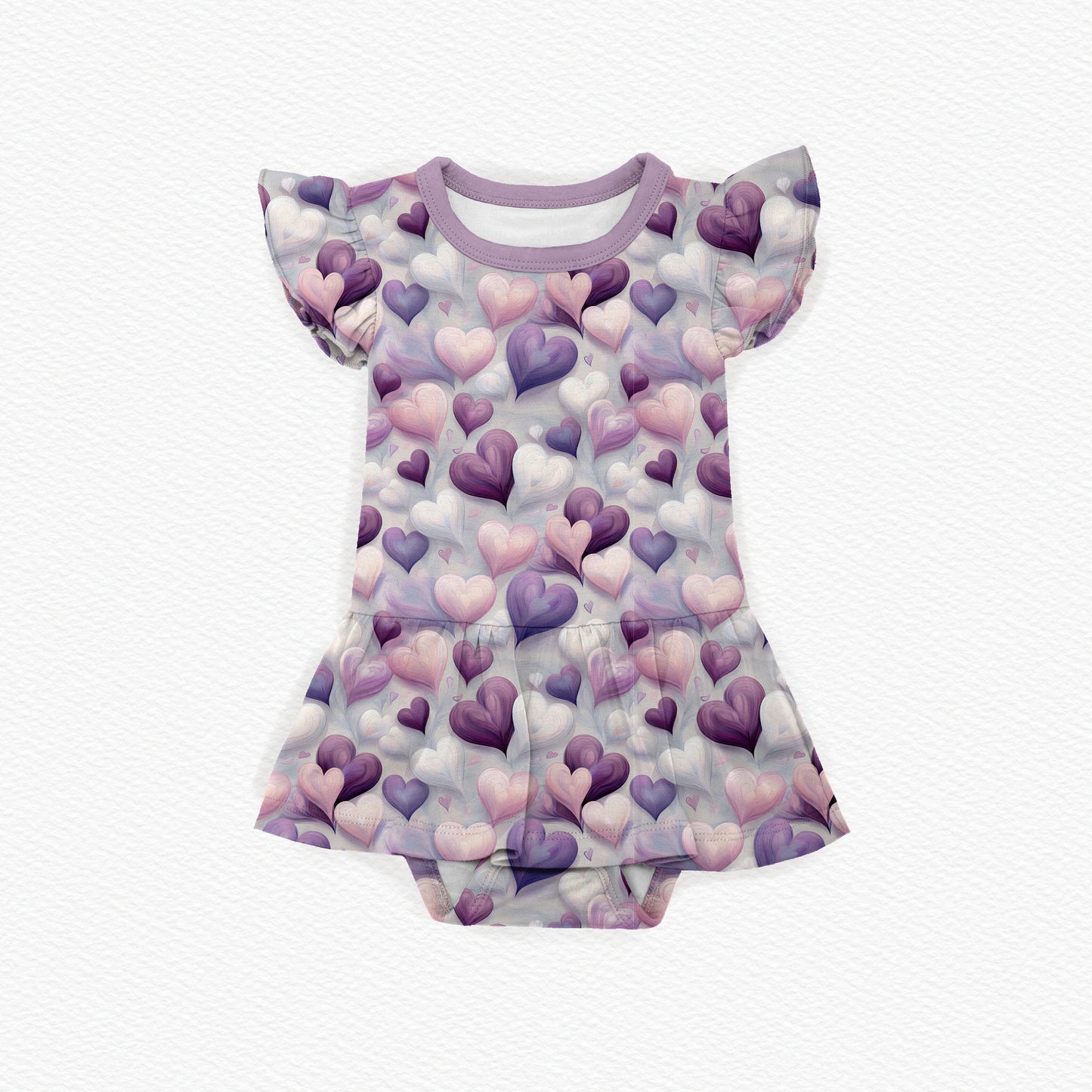 Lavender Hearts Twirl Dress