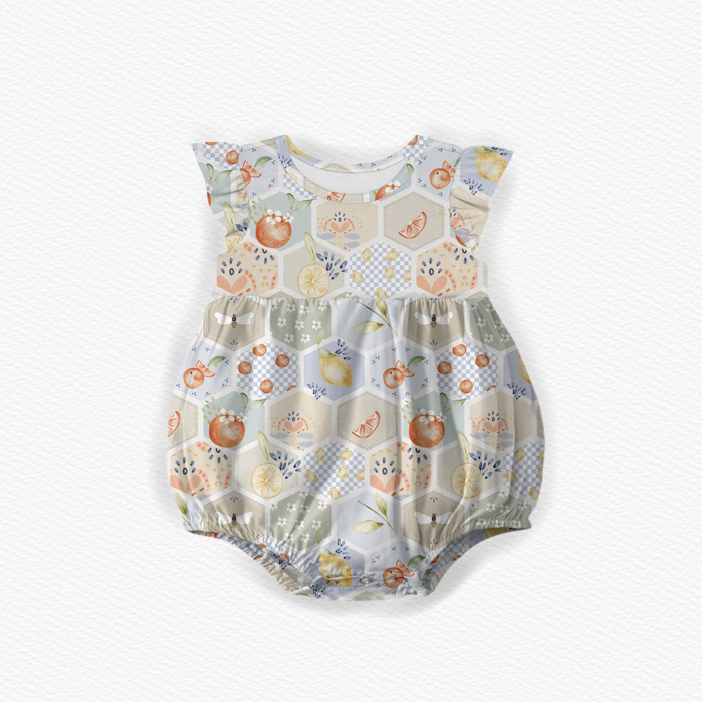 Spring Orange Bubble Romper
