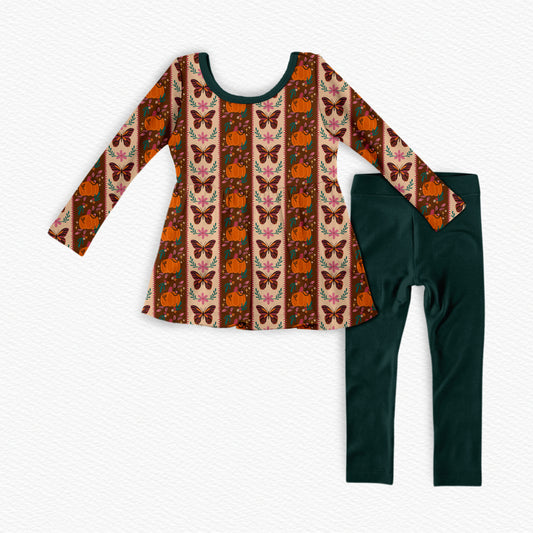 Autumn Flutters Peplum Top And Leggings