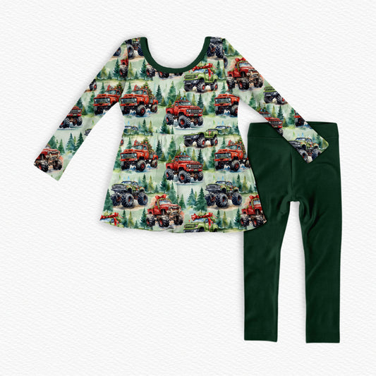 Truck Crusher Peplum Top And Leggings